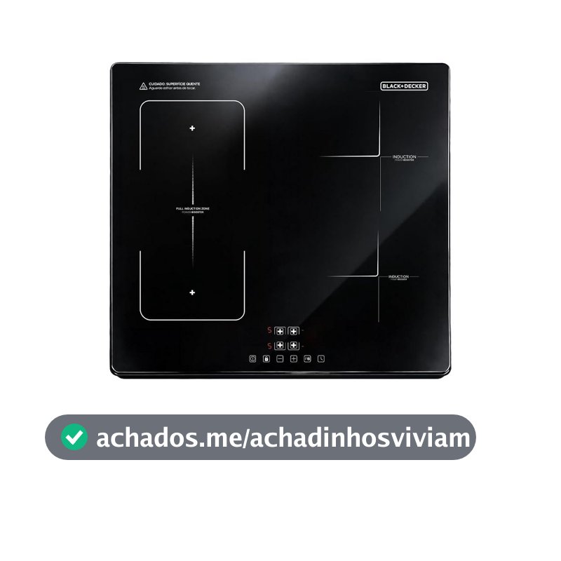 BLACK+DECKER Cooktop de Indução 4 Bocas e Função Power Booster - Zonas de Indução Expandida, Display Digital, Tampo em Vidro Cerâmico e Trava de Segurança 220V 7200W