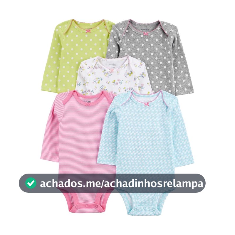 Body Pacote com 5 bodies de manga comprida Simple Joys by Carter'sMeninas
