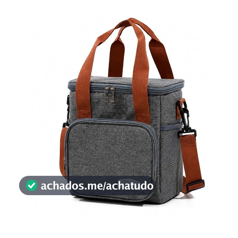Bolsa Térmica Marmiteira Dupla Camada Grande com Alça Regulável e Compartimentos Separados Isolamento Térmico Reforçado Ideal para Trabalho Academia Escola Viagens e Camping Premium (CINZA)