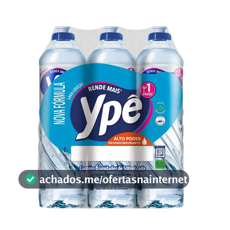 Ypê Pack Detergente Clear 500ml (6 unidades)