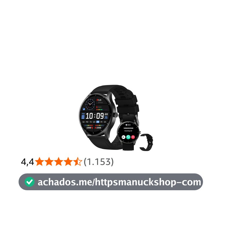 Smartwatch PEJE ZW02 com Chamadas, Pulseira Extra e 123+ Modos Esportivos