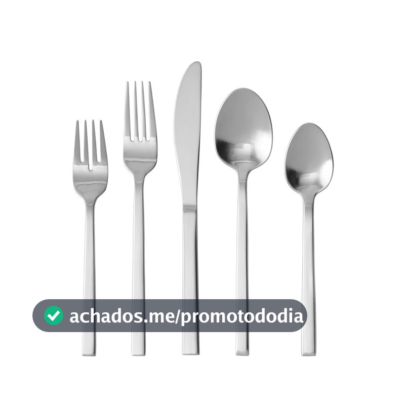 FORTESSA Talheres Arezzo de aço inoxidável 18/10, 20 peças com facas de mesa, garfos e colheres (serviço para 4), lavável na lava-louças, escovado