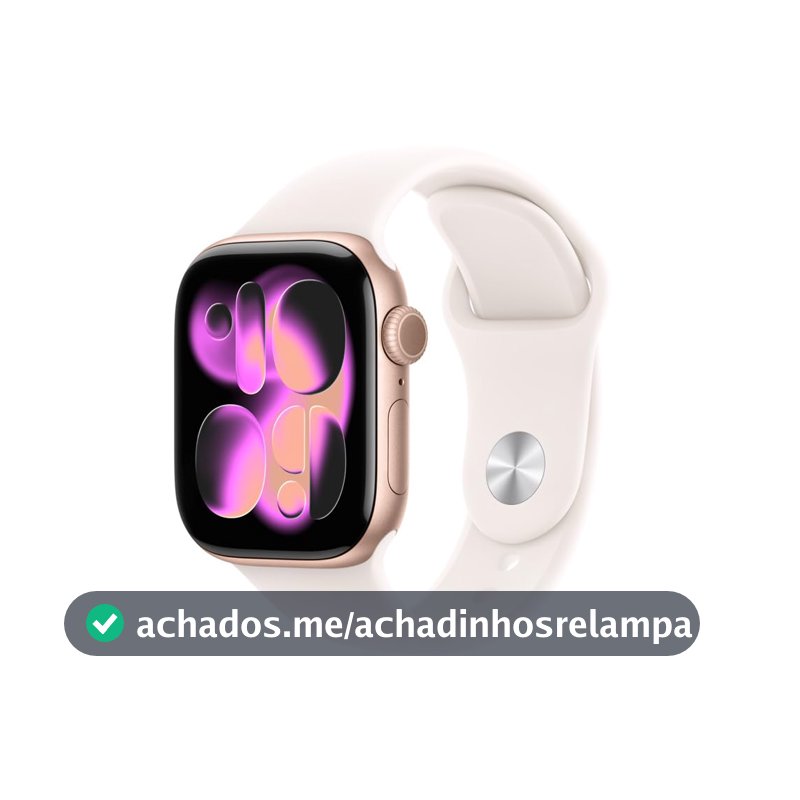 Apple Watch Series 11 GPS, Caixa em alumínio rosa‑dourado de 42 mm com Bracelete desportiva rosa leve - M/G