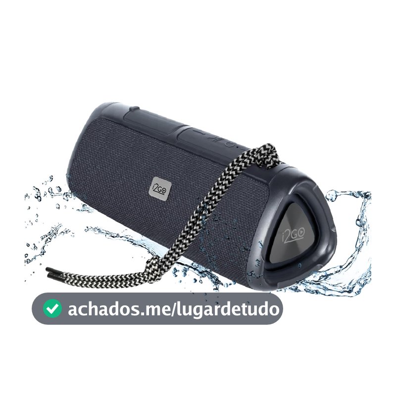 I2GO, Caixa De Som Bluetooth 3 Angle Sound. 12W RMS, Resistente à Água, Preto