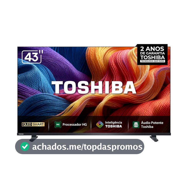 Toshiba Smart TV QLED FHD 43" Polegadas 43V45SS com Processador HG Inteligência Toshiba AI e Áudio Potente multicanal