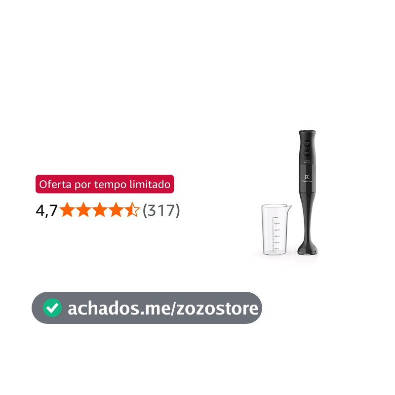 Mixer de mão Electrolux Preto 400W com Tecnologia TruFlow 1 velocidade função turbo EIB05 127V
