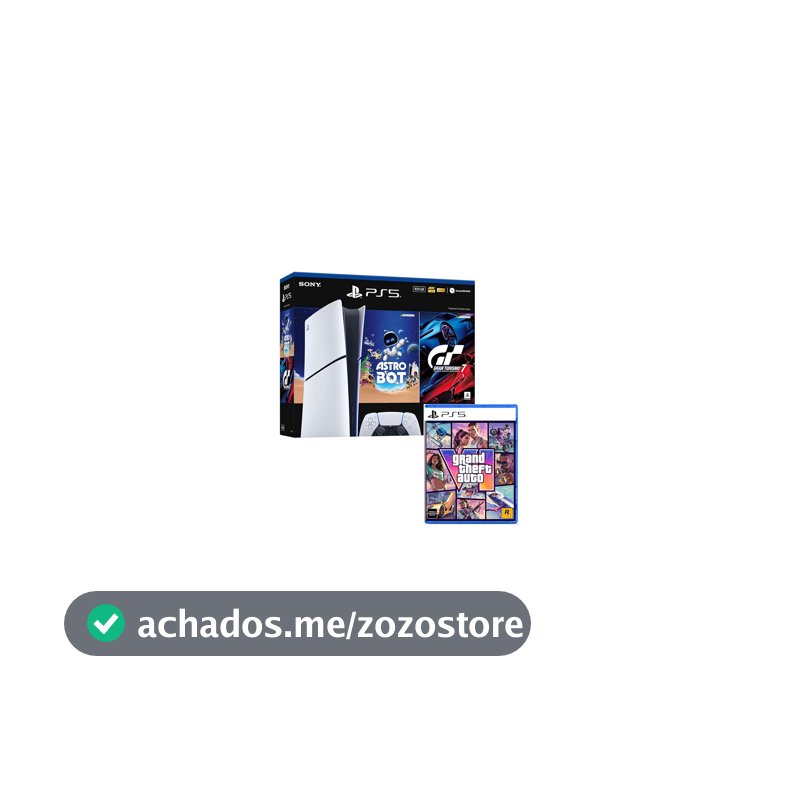 Bundle GTA VI + PlayStation 5 Slim Digital 825 GB Pacote Astro Bot e Gran Turismo 7