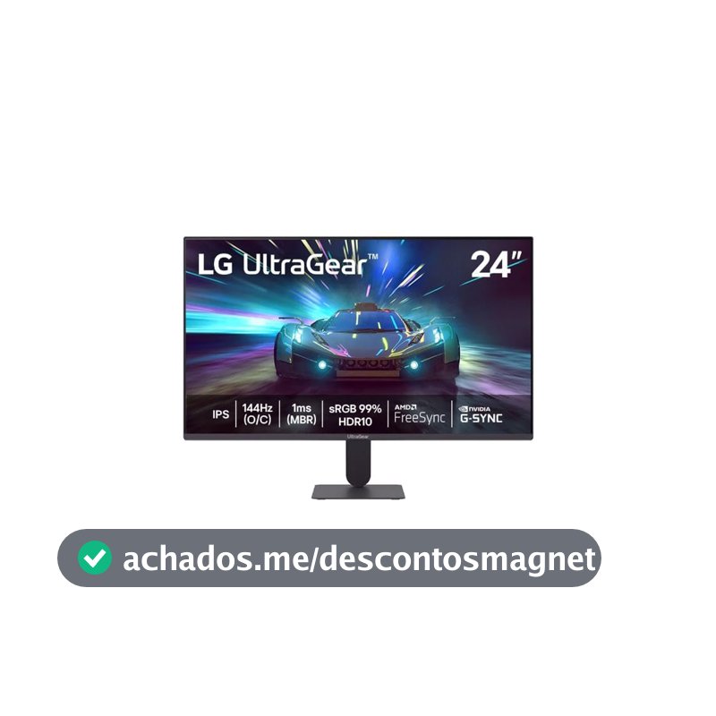 LG UltraGear Monitor Gamer 24" IPS 144Hz (O/C) 1ms (MBR) Full HD (1920x1080) HDR10 NVIDIA G-SYNC AMD FreeSync, Preto - 24G411A
