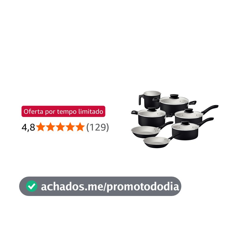 Jogo de Panelas Tramontina Linz em Alumínio com Revestimento Interno e Externo em Antiaderente Starflon Max Preto 07 Peças