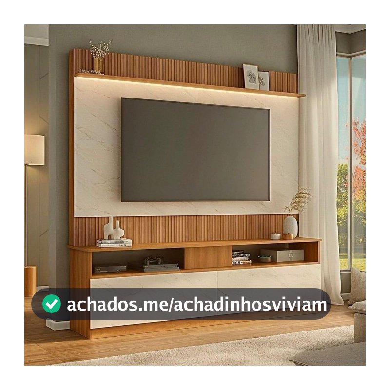 Rack com Painel Ripado para Tv 70 Polegadas Rio Branco