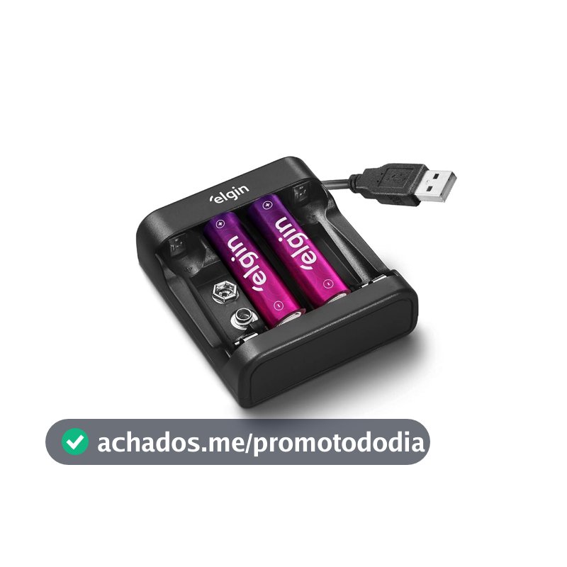 Carregador de Pilhas e Baterias USB com 2 Pilhas AA 1500mAh recarregáveis