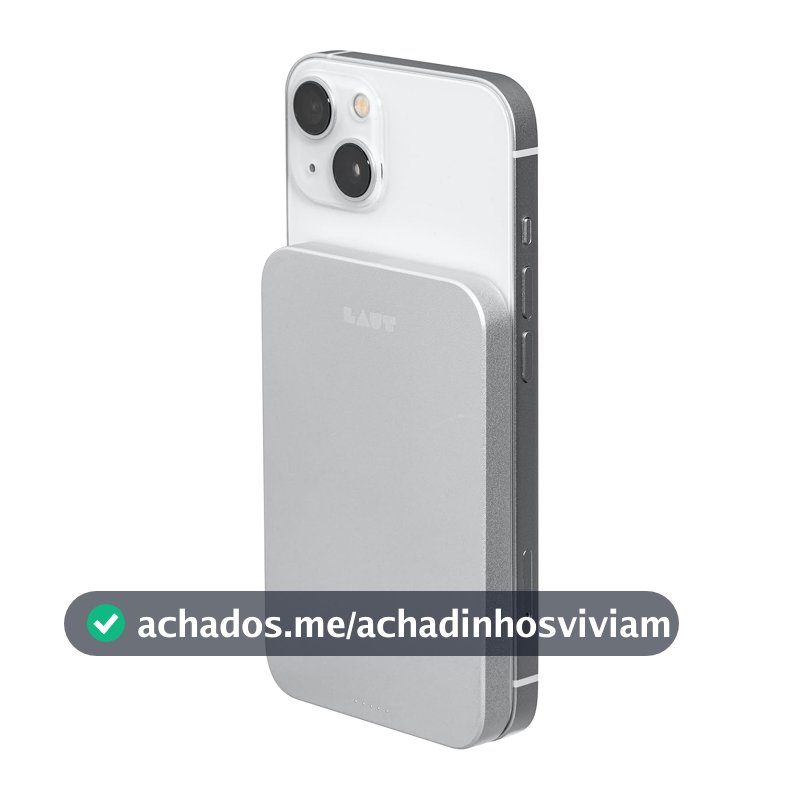 Carregador Power Bank Portátil Magsafe USB-C 5000 Mah Prata 15W Com Cabo USB-C 25CM
