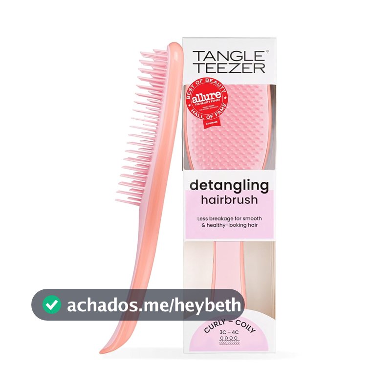 Tangle Teezer - Escova de cabelo desembaraçadora The Wet Detangler para texturas grossas a crespas. Ideal para o uso em fios úmidos Cor: Mango Pink