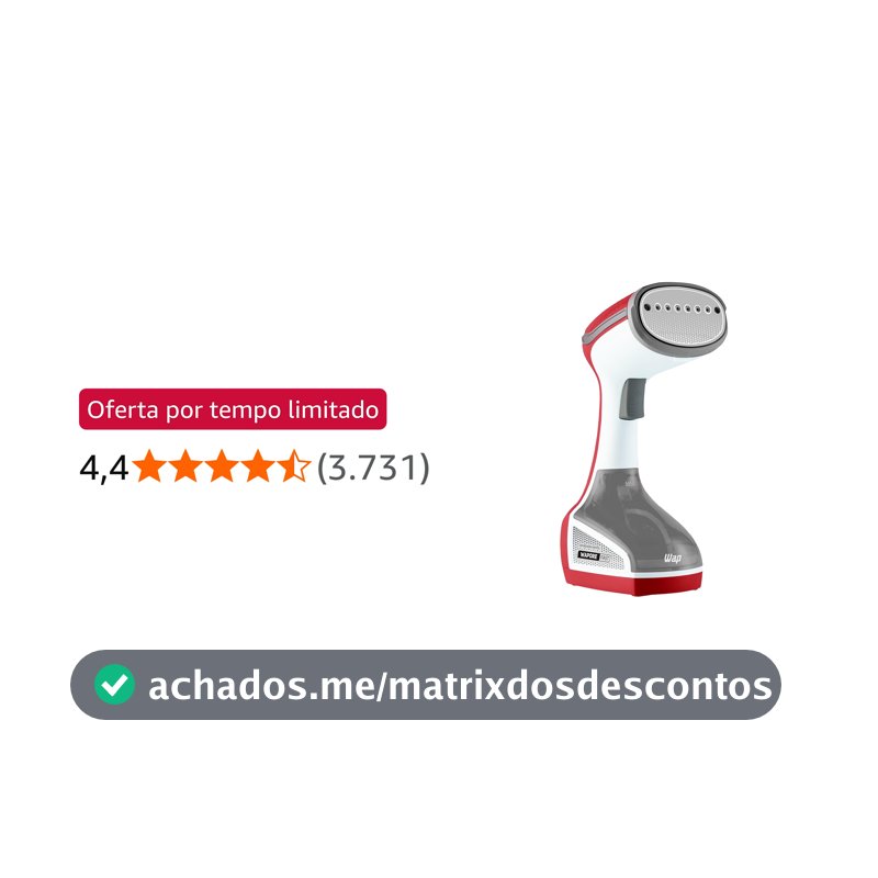WAP Vaporizador de Roupas e Tecidos WAPORE FAST 1250 com Escova, Capacidade de 200ml, Vapor Quente 160°C, 1250W, 127V