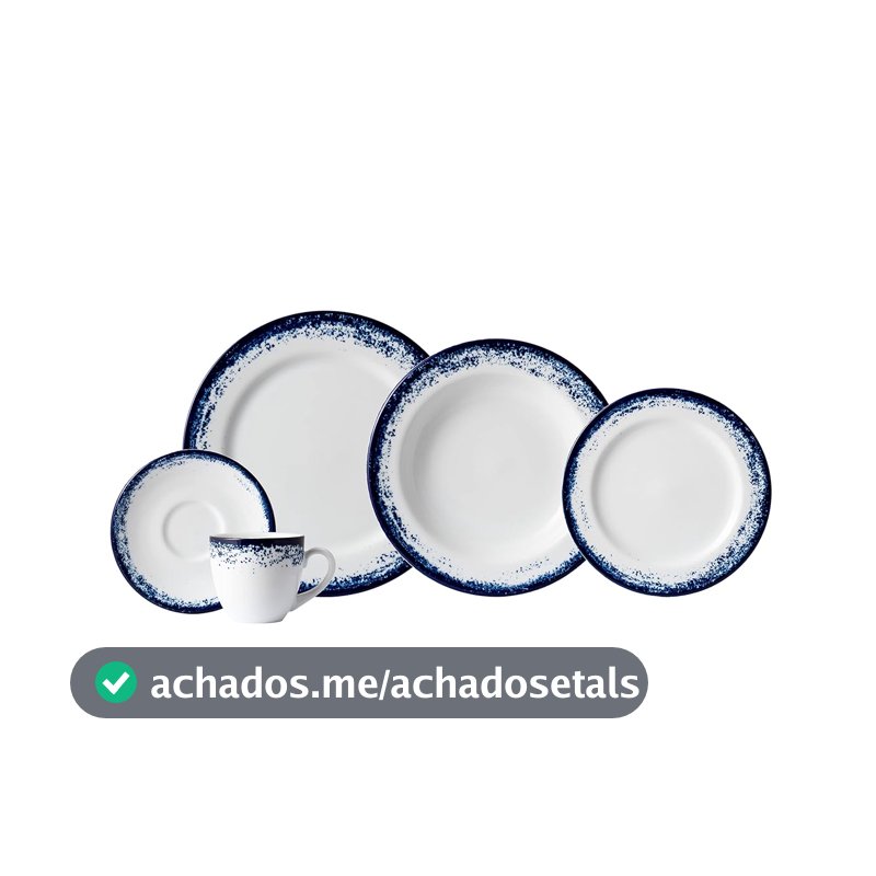 Serviço de Jantar e Chá 20 Peças em Porcelana, Decoração Névoa Azul, Porcelana Schmidt