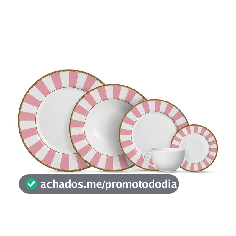 Aparelho de Jantar Alleanza 20 pçs Stripe Rosa
