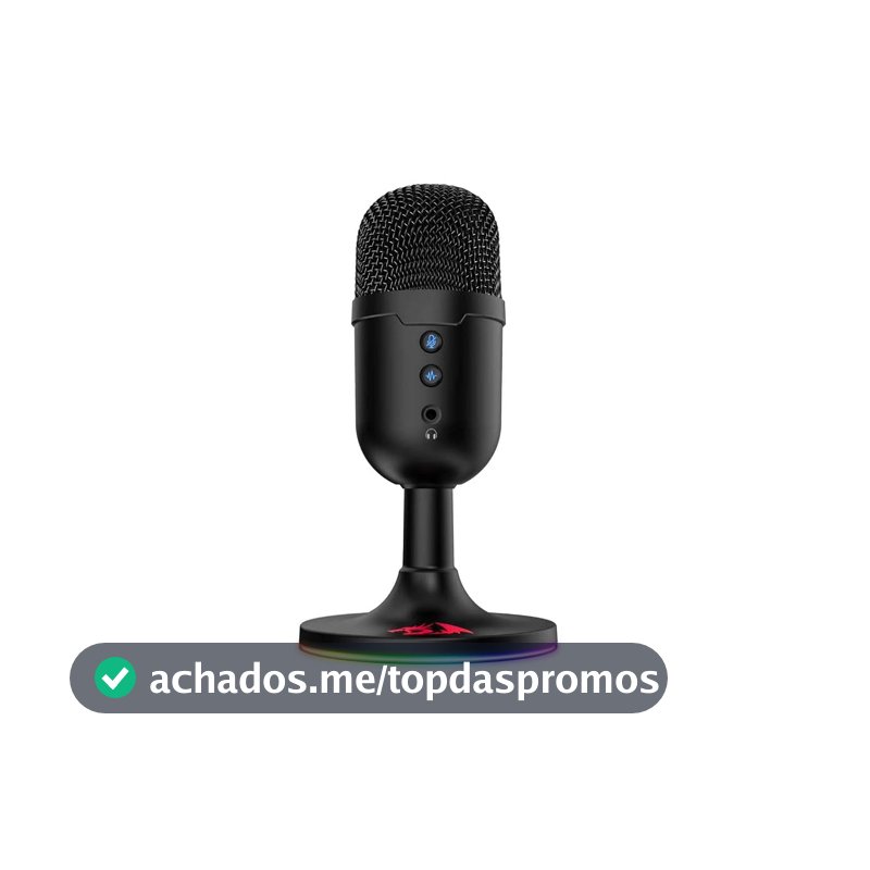 Microfone Gamer Redragon Pulsar RGB Preto USB Condensador Omnidirecional com Cancelamento de Ruído Ativo Windows e MacOS GM303