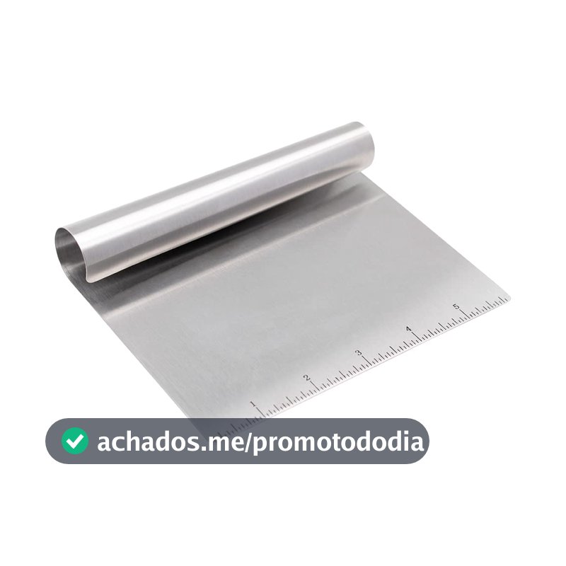 Espátula para Confeitar Mimo Style, Aço Inox, 15 cm x 12 cm, com Régua Medidora, Multiuso para Cortar e Raspar