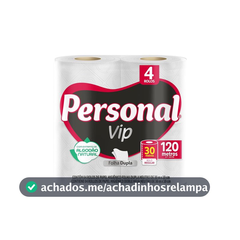 Personal Papel Higiênico Vip Folha Dupla 4 Unidades Branco (Embalagem Pode Variar)