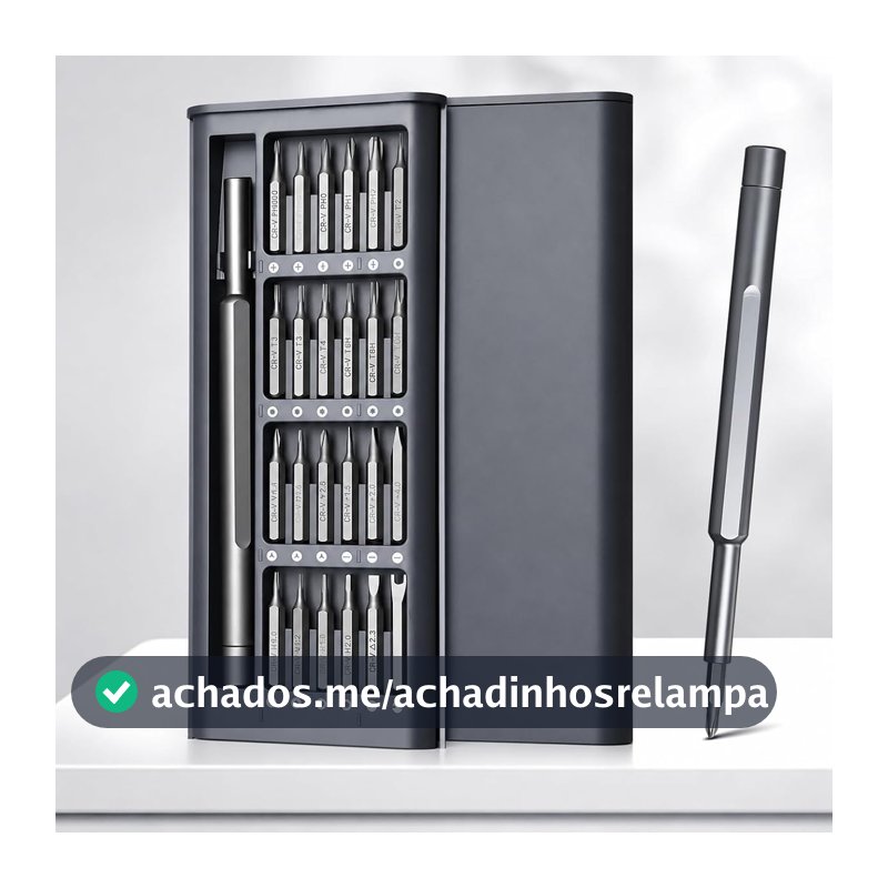 Kit Chaves de Precisão 24 em 1 Premium Magnéticas – Aço S2 Ultra Resistente, Case Compacta Portátil, Ideal para Celular, Notebook, Console, Relógio, Drone e Eletrônicos