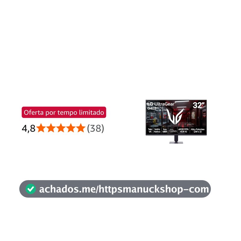 Monitor LG UltraGear - Tela VA FHD 32”, 144Hz nativo, 1ms (MBR), AMD FreeSync, HDR10, sRGB 99%, Preto - 32G403B