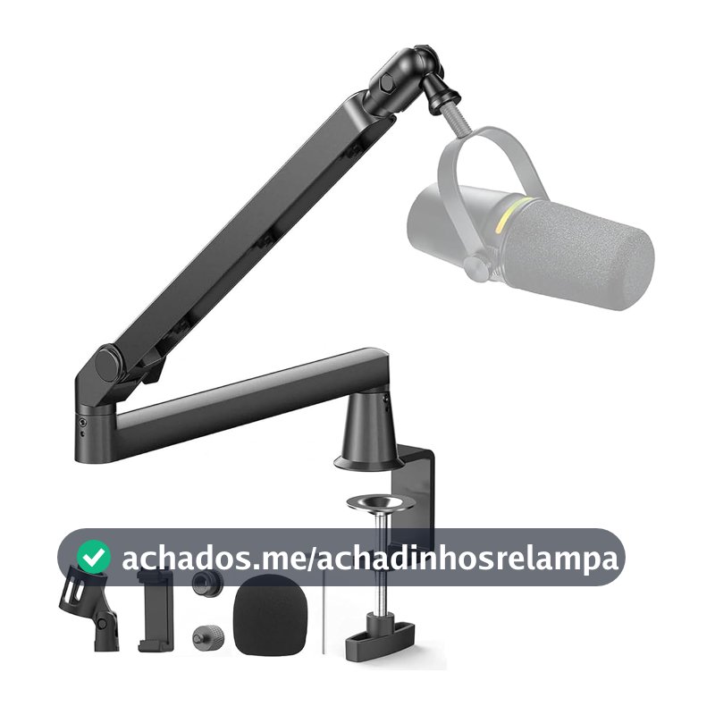 Suporte Microfone Boom Arm com Mesa Presilha