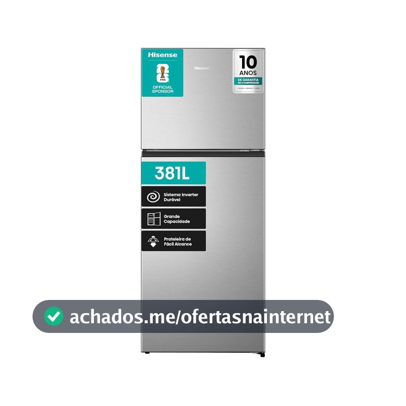 Geladeira Hisense Duplex Frost Free Inverter 381L Multi Airflow RT3N375 Inox 127V