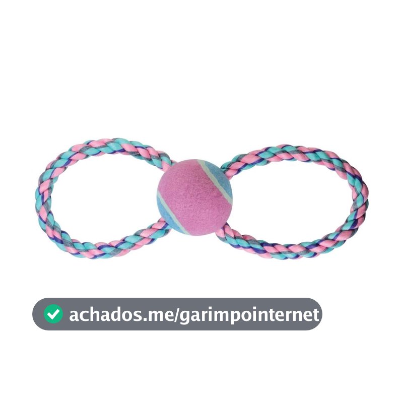 Jambo Pet Brinquedo Mordedor Corda em 8 com Bola de Tenis Pastel para Cães