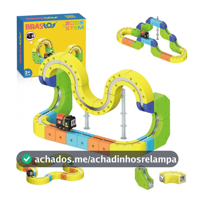 Blocos de Montar Construção Kit STEM Pista de Trem Carrinho 3D Brinquedo Infantil (62 Peças)