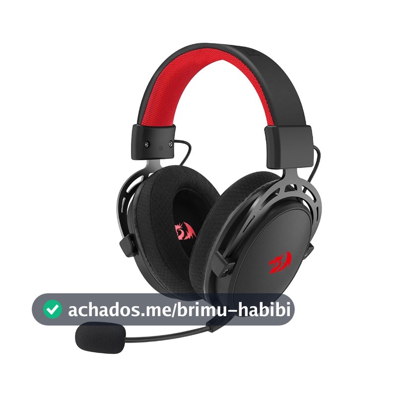 Headset Gamer Redragon Cragblade Pro Preto Sem Fio Bluetooth, USB 2.4GHz USB, 3.5mm Drivers 50mm Microfone Duplo 7.1 Surround Virtual PC, PS3, PS4, PS5, XBox One, Switch