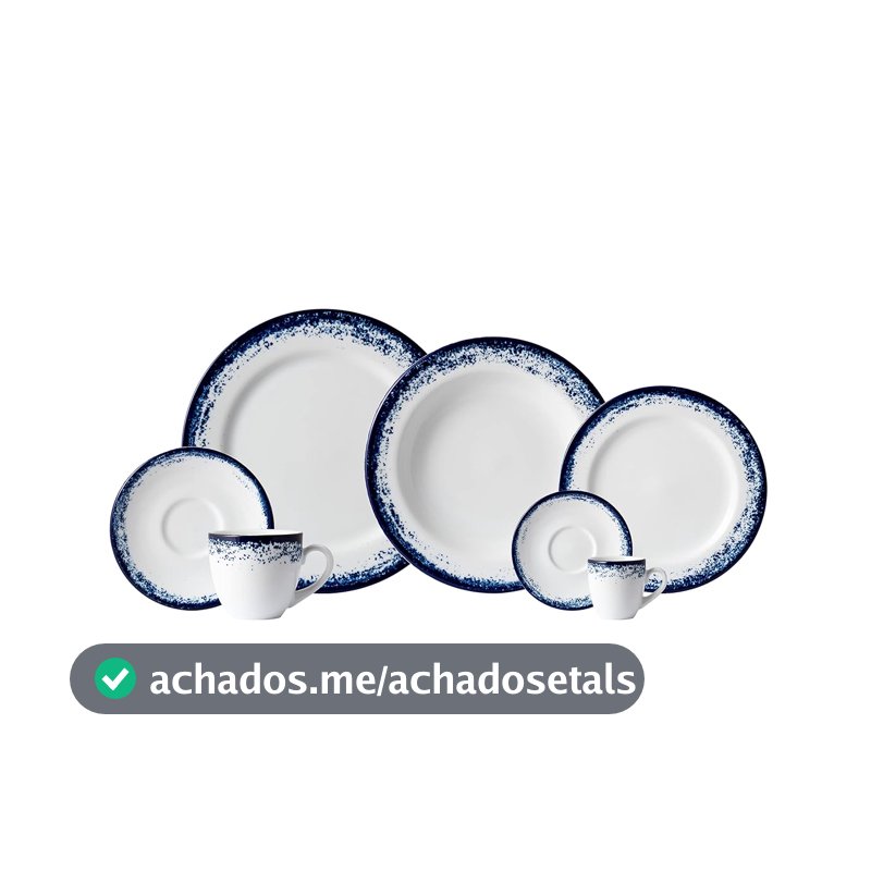 Serviço de Jantar, Chá e Café 28 peças em Porcelana, Decoração Névoa Azul, Porcelana Schmidt