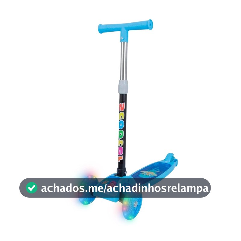 Scooter Infantil Patinete 3 Rodas Até 30Kg Criança com Led