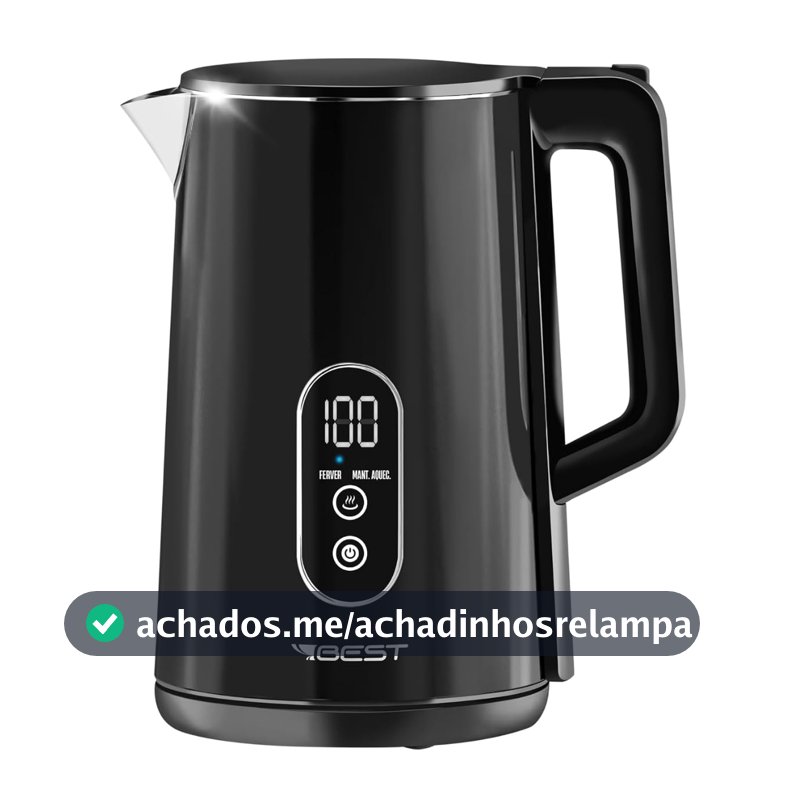 BEST Chaleira Elétrica Digital 2L, Preto, Aço Inoxidável, 1500W, Display Digital com 3 Modos, Função Manter Aquecido, 220V