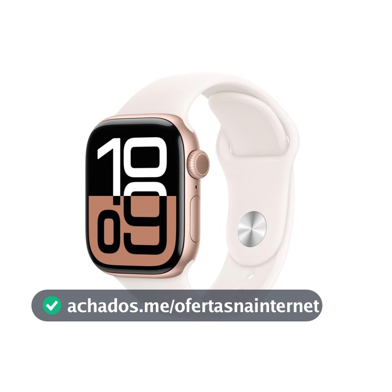 Apple Watch Series 10 GPS + Cellular • Caixa ouro rosa de alumínio – 42 mm • Pulseira esportiva blush-clara – P/M