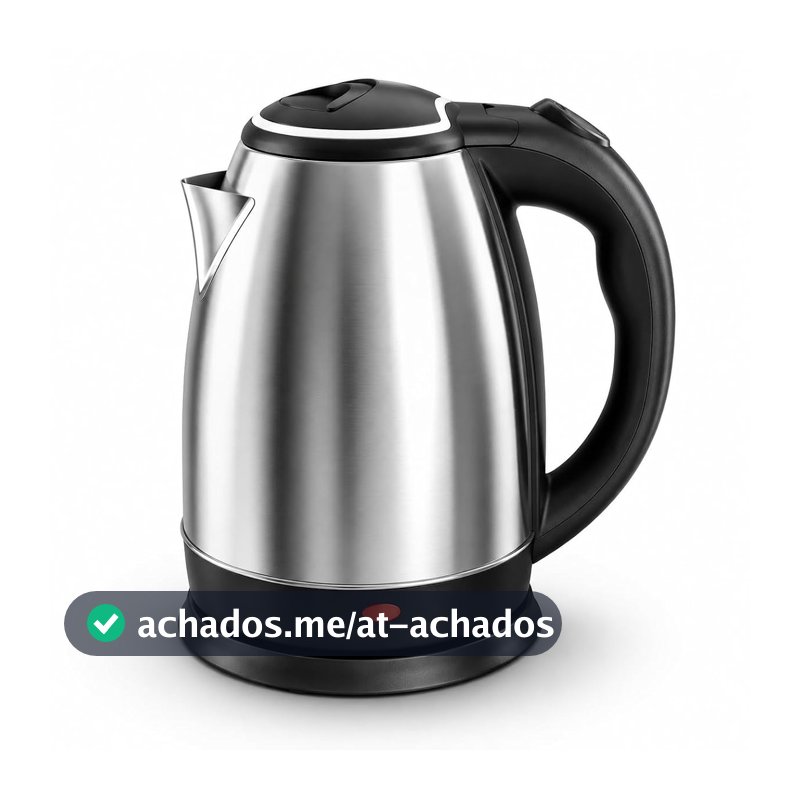 Chaleira Elétrica 1.8 Litros Inox Desligamento Automatico Cor Aço 220V Aquecimento Rápido Segura Café Chá Fácil Abertura Premium GT (220V)