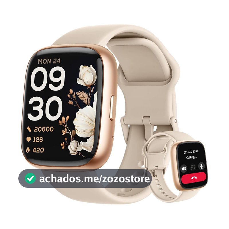 SmartWatch Feminino 1.83" Full Touch, Assistente de voz Alexa, IP68 a Prova d'Agua, Ligagoes Bluetooth, 110+ Modos Esportivos,Notificagoes Relogio Inteligentes, Compativel com iOS/Android
