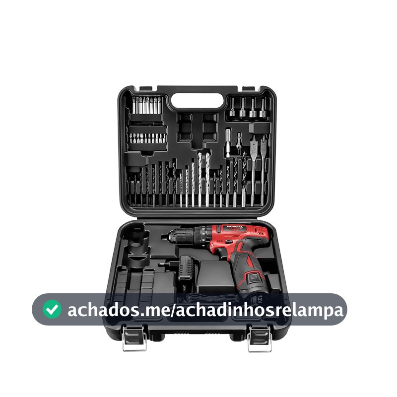 MONDIAL Furadeira e Parafusadeira com Maleta Vermelho, 12V, Bivolt - PI-11MA