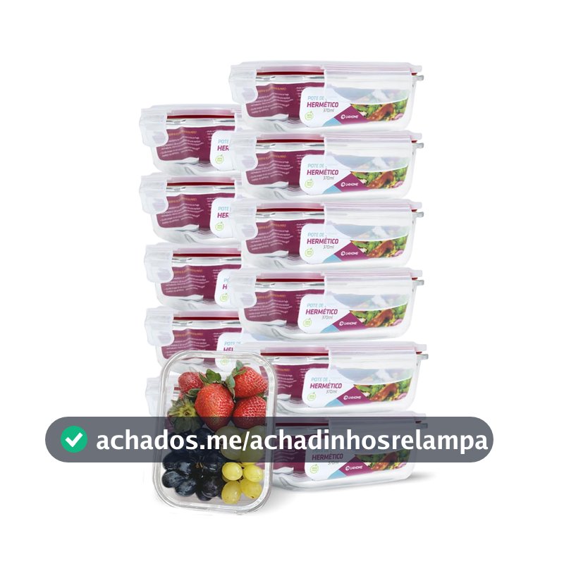 Kit 12 Potes de Vidro 370ml com Tampa Hermética BPA Free – Ideal para Congelar, Armazenar Sobras e Manter Alimentos Frescos (Vermelho)