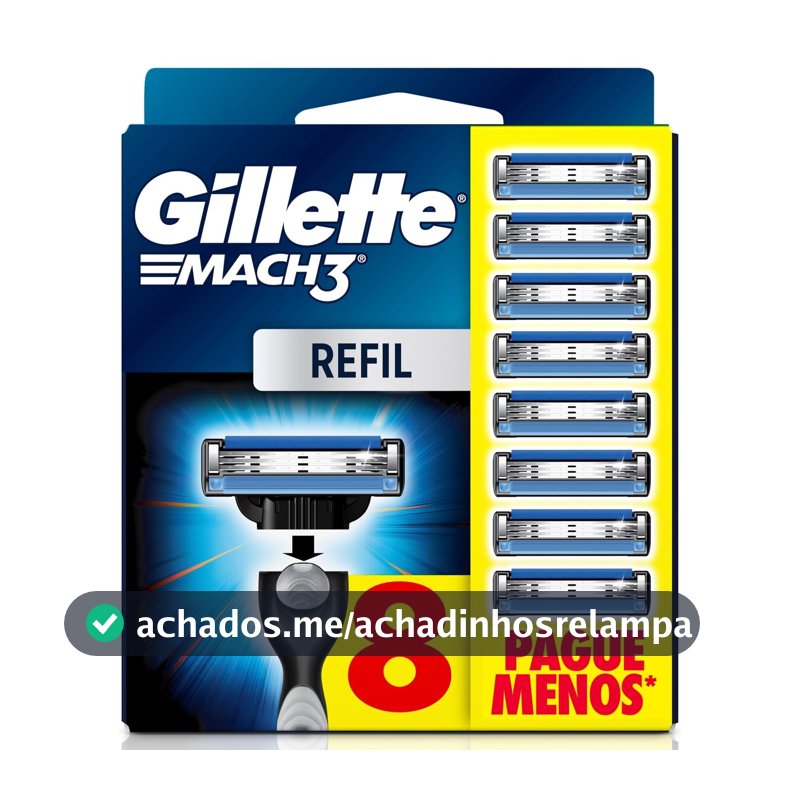Gillette Mach3, Carga para Aparelho de Barbear com 3 Lâminas 8 Unidades