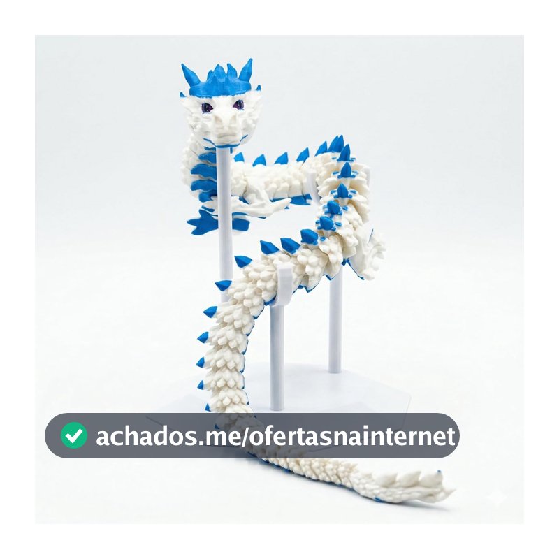 Dragão Decorativo Articulado Geek Nerd Estátua Fantasia Flexível Colecionável para Setup Gamer e Decoração Criativa 43 CM (Branco)