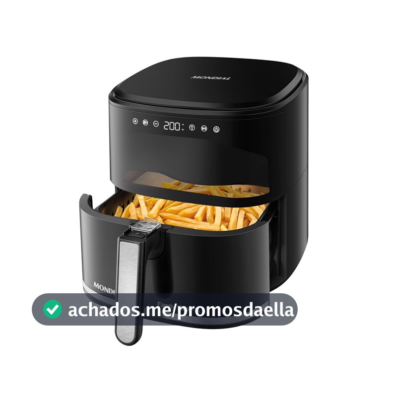 MONDIAL Fritadeira Sem Óleo Air Fryer Digital 5L, Preto, 2000W, 110V - AF-50-DV