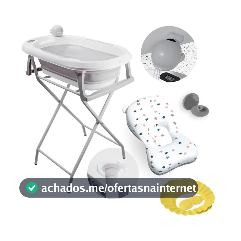 Banheira Dobrável Com Suporte e Acessórios YPB188 Cinza Yuupi