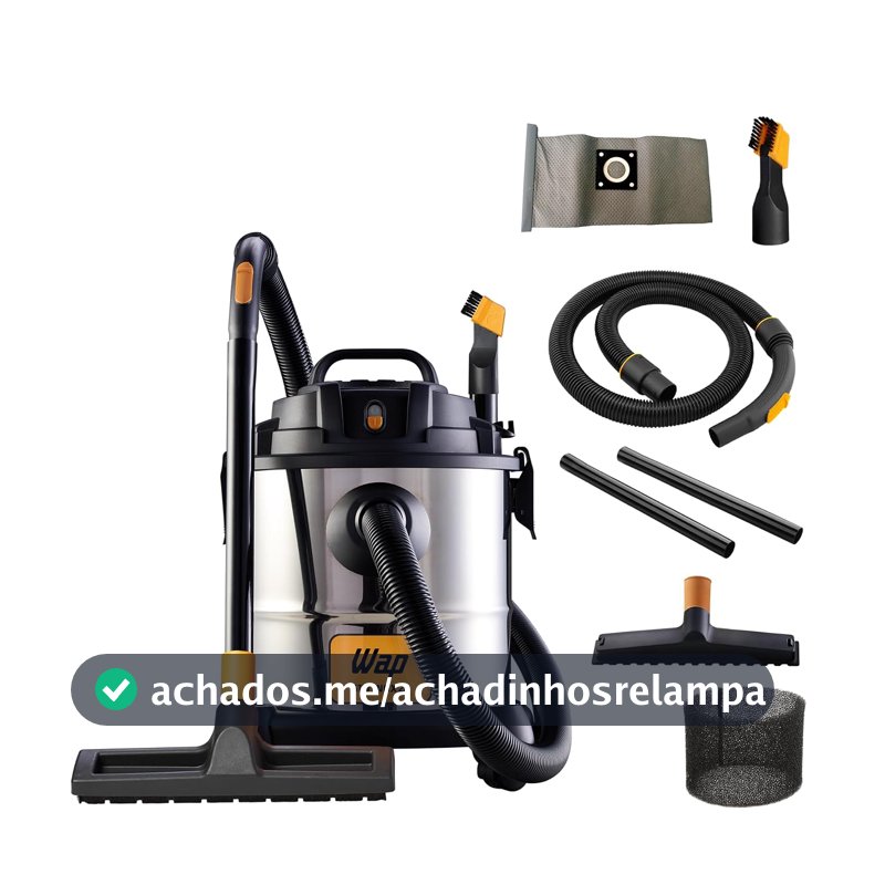 WAP Aspirador de Pó e Água Barril GTW INOX 20, Compacto, 20 Litros, com Filtro Lavável, 160mbar 1600W 220V