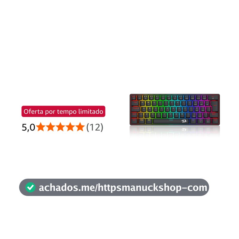 Teclado Mecânico Gamer Redragon Jax Iluminação Rainbow Preto 60% Switch Marrom K613-KB PT-BROWN