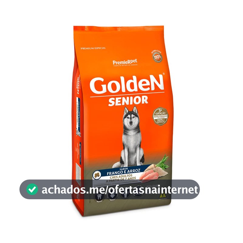 Ração Golden Fórmula Senior para Cães Adultos Sabor Frango e Arroz, 15kg Premier Pet Para Todas Grande Idosos,