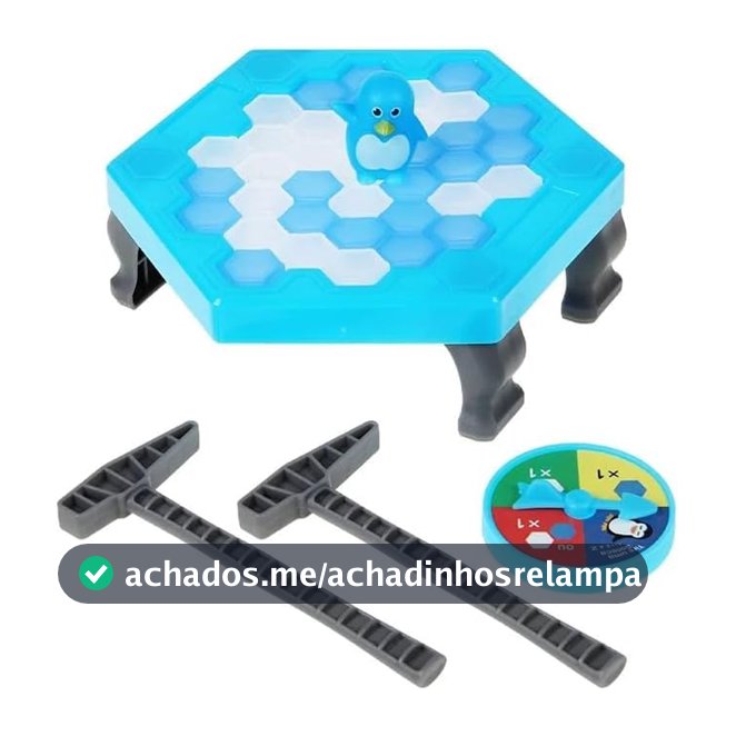 Jogo Quebra-Gelo do Pinguim, Plataforma Hexagonal, com Martelos e Spinner, para 2 Jogadores, 5+ Anos