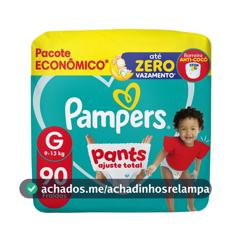 Fralda Pampers Pants Ajuste Total Tamanho G, 90 Unidades