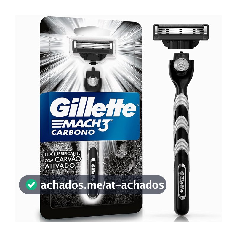 Gillette Mach3 Carbono Aparelho de Barbear com Carvão Ativado 1 Unidade