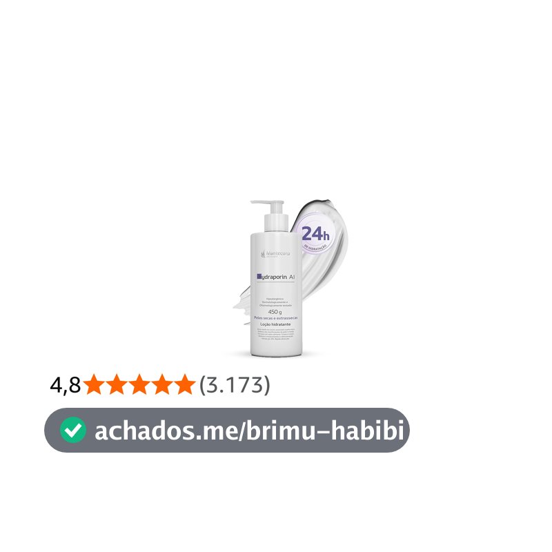 MANTECORP - Hidratante Corporal Hydraporin AI - Hidratação Intensa para Peles Secas e Sensíveis, Hidrata 24h, Ação Anti-inflamatória e Calmante - 450g
