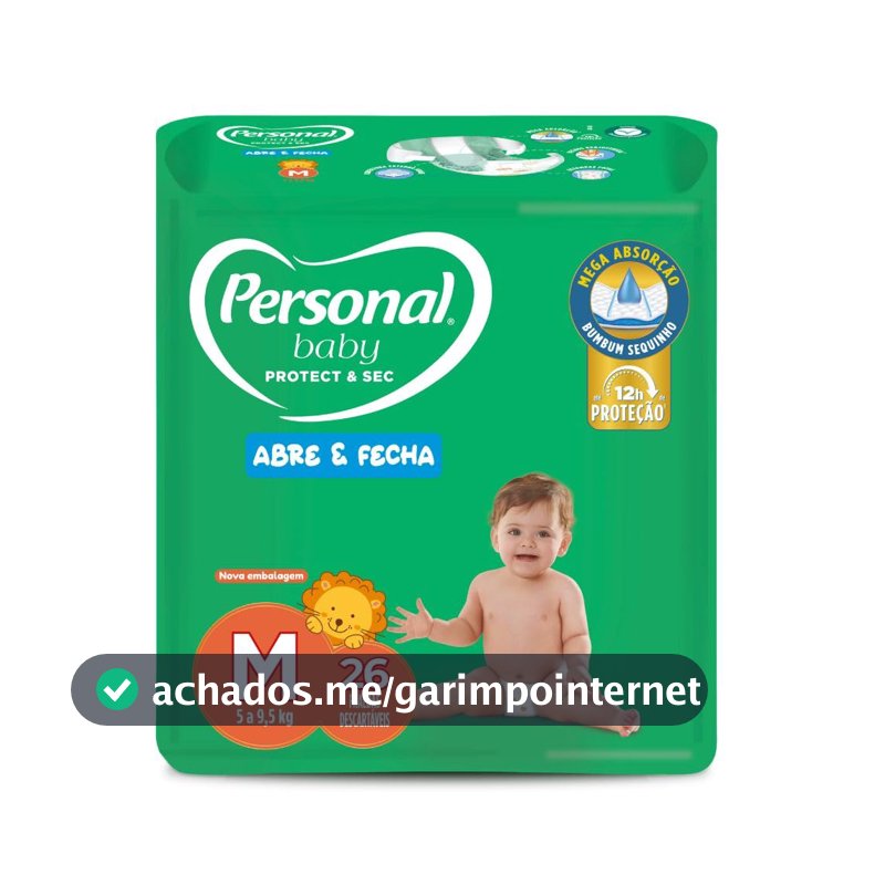 Personal Fralda Baby Protect & Sec M Jumbo, 26 unidades